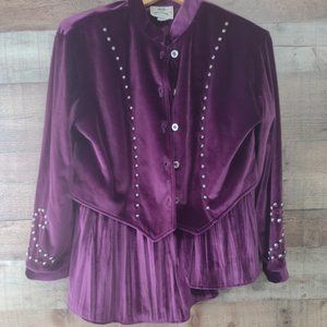 western velvet 2 piece outfit vintage early 90's 1849 brand